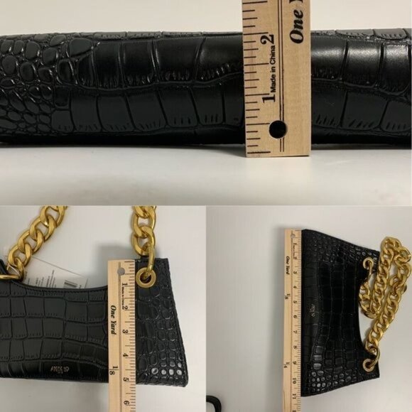 croc embossed faux leather Shoulder Bag for Women PU chunky chain adjustable nwt - Picture 10 of 11